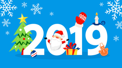 New 2019 year concept illustration. Flat vector illustration