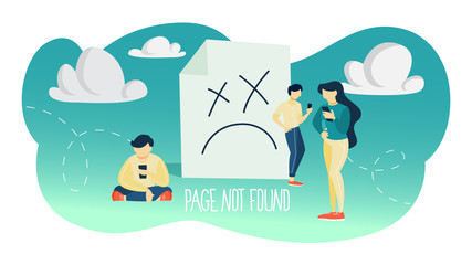 Oops 404 error page not found concept illustration