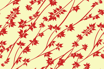 Autumn Seamless Pattern with Eucalyptus Leaves. Foliage Natural Branches. Decorative Background in Vintage Style. Seamless Eucalyptus Pattern for Fabric, Textile, Wrapping Paper, Cloth, Dress, Print.