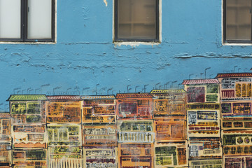 Fototapeta na wymiar Colorful wall in Hong Kong city