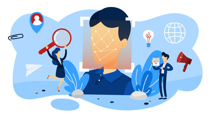 Modern device with a face recognition concept