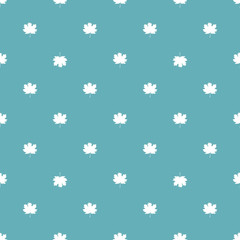 Seamless pattern with autumn maple leaves. White leaves on vintage blue background. Vector illustration