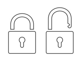 Locked and unlocked padlock outline icon