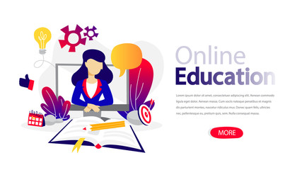 Fototapeta na wymiar Online education banner for your website illustration