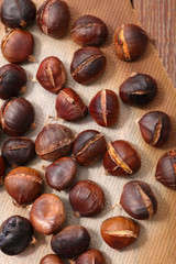 fried chestnut on wood background
