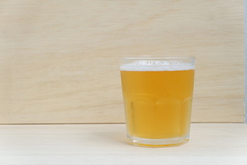 beer on wooden table