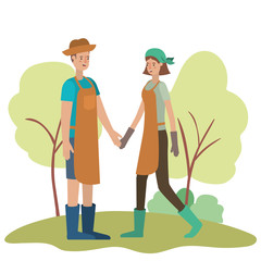 young couple in the landscape avatar character