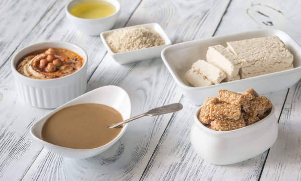 Assortment of sesame seed food