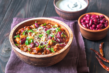 Bowl of chili con carne