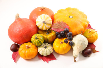 assorted pumpkin on white background