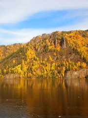 Autumn in Siberia. Yenisei River. Russia.