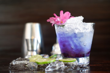 blue hawaii cocktail on table