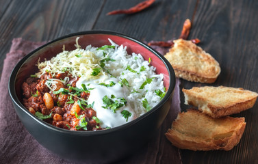 Bowl of chili con carne