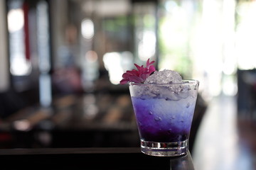 blue hawaii cocktail on table