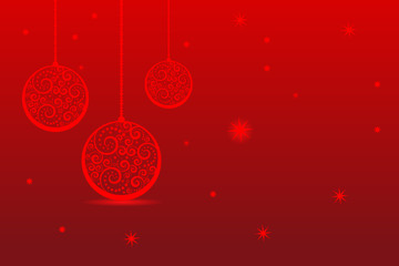 Red Christmas balls on red background
