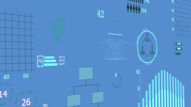 Digital Animation of Sales Data Profits Charts Numbers Background
