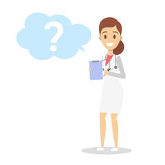 Female doctor in uniform holding a clipboard