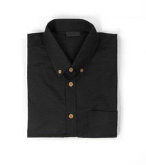 Men’s clothing. Business clothes for men with black shirt isolated on white background, Top view