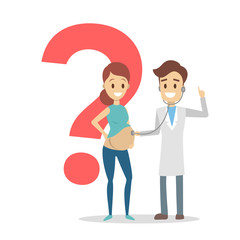 Pregnant woman visiting male doctor in hospital