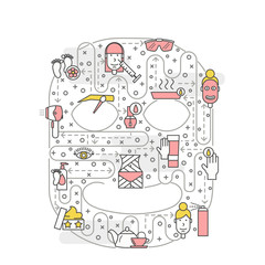 Vector thin line art beauty poster banner template