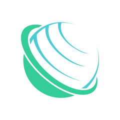 Global Communication Satellite Green Circle Symbol Design