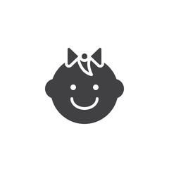 Baby girl vector icon. filled flat sign for mobile concept and web design. Newborn Face simple solid icon. Symbol, logo illustration. Pixel perfect vector graphics