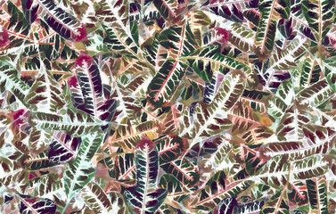 Pastel pattern of croton leaves © ArtDingo
