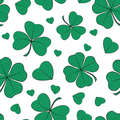 Clovers seamless pattern. Vector background.