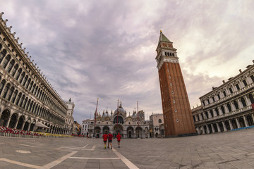 Fototapeta na wymiar Venice Italy, sunrise city skyline at Saint Mark Square (Piazza San Marco)