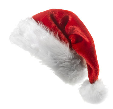 Santa Claus Red Hat Isolated On White Background