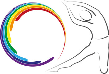 Fototapeta na wymiar Achtsamkeit, Yoga, Meditation und Entspannung, Logo der Farben des Chakras