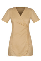 Front of beige lady medical uniform isolated on white background
