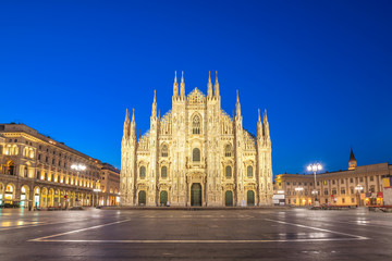 Fototapeta na wymiar Milan Italy, night city skyline at Milano Duomo Cathedral