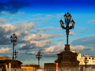 Fototapeta na wymiar Moscow city lamp illumination background