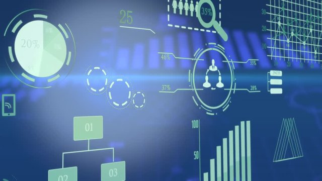 Digital Animation of Sales Data Profits Charts Numbers Background