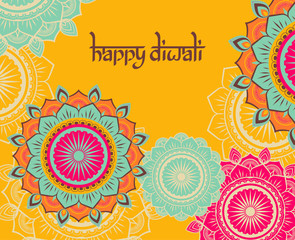 Happy Diwali Hindu festive card with traditional ornament.