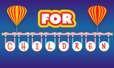 Vector abstract illustration with theme of children. Hands with the inscription: children