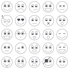 Collection of emoticon icons. Abstract emoji illustration. Smile icons vector illustration isolated on white background. Smiling card or banner