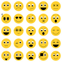 Collection of emoticon icons. Abstract emoji illustration. Smile icons vector illustration isolated on white background. Smiling card or banner