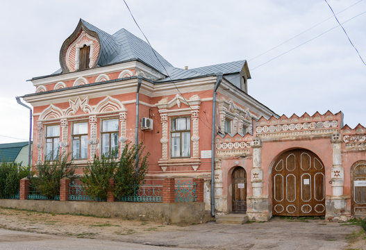 Dubovka. Volgograd Region - Russia. September 17, 2018. Ancient library building in Dubovka. House of merchant Zhemarin 1887