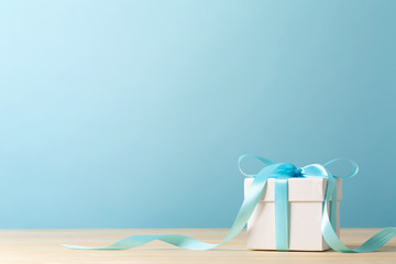 A gift box on a blue background