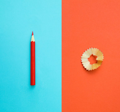 Colored Pencil And Pencil Sharpener Trash, Stationary