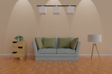 living room design interior 3d rendering
