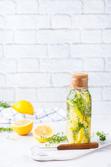 Fresh cool lemon thyme infused water detox drink