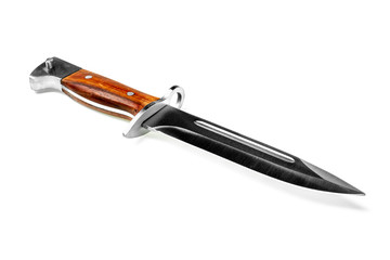 vintage combat knife bayonet isolated on white background.