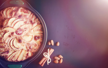 Preparation of apple pie at home. Homemade pastries with apples 