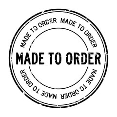 Grunge black made to order word round rubber seal stamp on white background