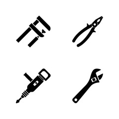 Repair Tools. Simple Related Vector Icons Set for Video, Mobile Apps, Web Sites, Print Projects and Your Design. Repair Tools icon Black Flat Illustration on White Background.