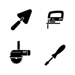 Home Repair Tools. Simple Related Vector Icons Set for Video, Mobile Apps, Web Sites, Print Projects and Your Design. Home Repair Tools icon Black Flat Illustration on White Background.