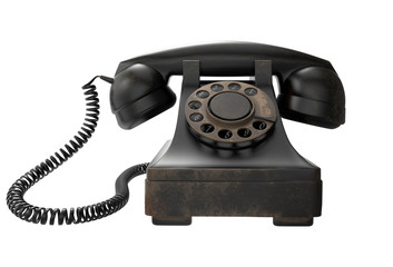 Retro black telephone 3D illustration